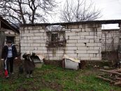 Bunicuţa Rozalia (Tamara), în curte.