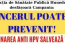 DSP Hunedoara: Campanie de informare – educare în „Prevenirea cancerului de col uterin prin vaccinare anti-HPV”