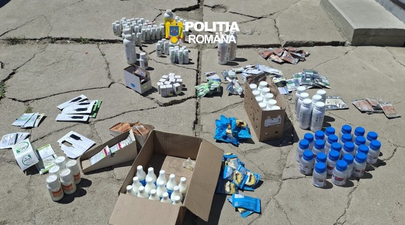 Zeci de litri și kilograme de produse fitosanitare expirate, confiscate de polițiști