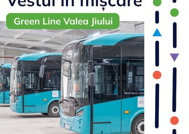 Linia Verde a Văii Jiului este realitate: 26 de autobuze electrice și peste 100 de stații moderne pentru pasageri