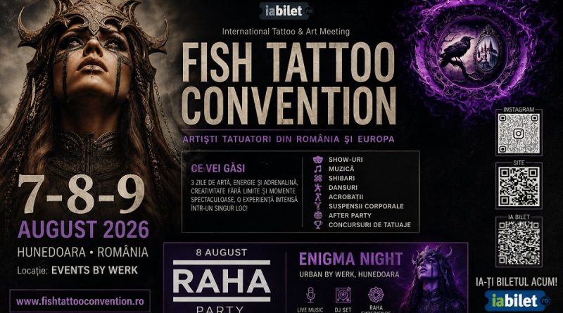 „Fish Tattoo Convention” revine în 2026 la „Events by Werk”. Hunedoara găzduiește una dintre cele mai spectaculoase convenții internaționale de tattoo & art din România 