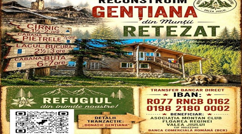 Îndemn pentru iubitorii muntelui: „Reconstruim Cabana Gențiana”