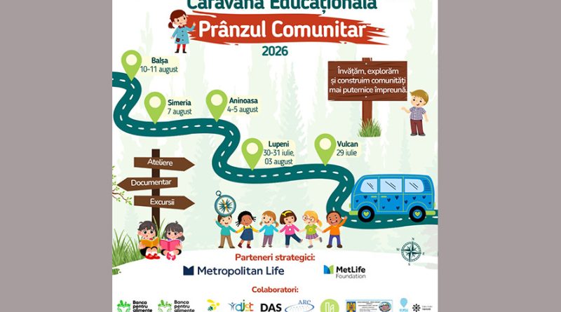 Vacanță cu ateliere gratuite pentru copii. Caravana „Prânzul Comunitar” ajunge în șase localități hunedorene