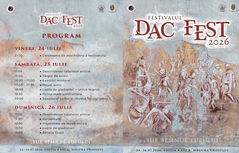Dac Fest 2026 la Măgura Uroiului – Trei zile de lupte între daci și romani, gladiatori și ateliere interactive cu acces gratuit