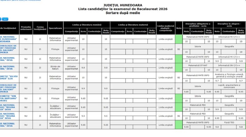Performanță de nota 10 în Hunedoara: doi absolvenți au obținut media maximă la Bacalaureat 2026