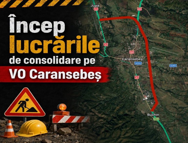 Încep lucrările de consolidare pe Varianta de Ocolire Caransebeș. Restricții de circulație și trafic dirijat cu semafoare