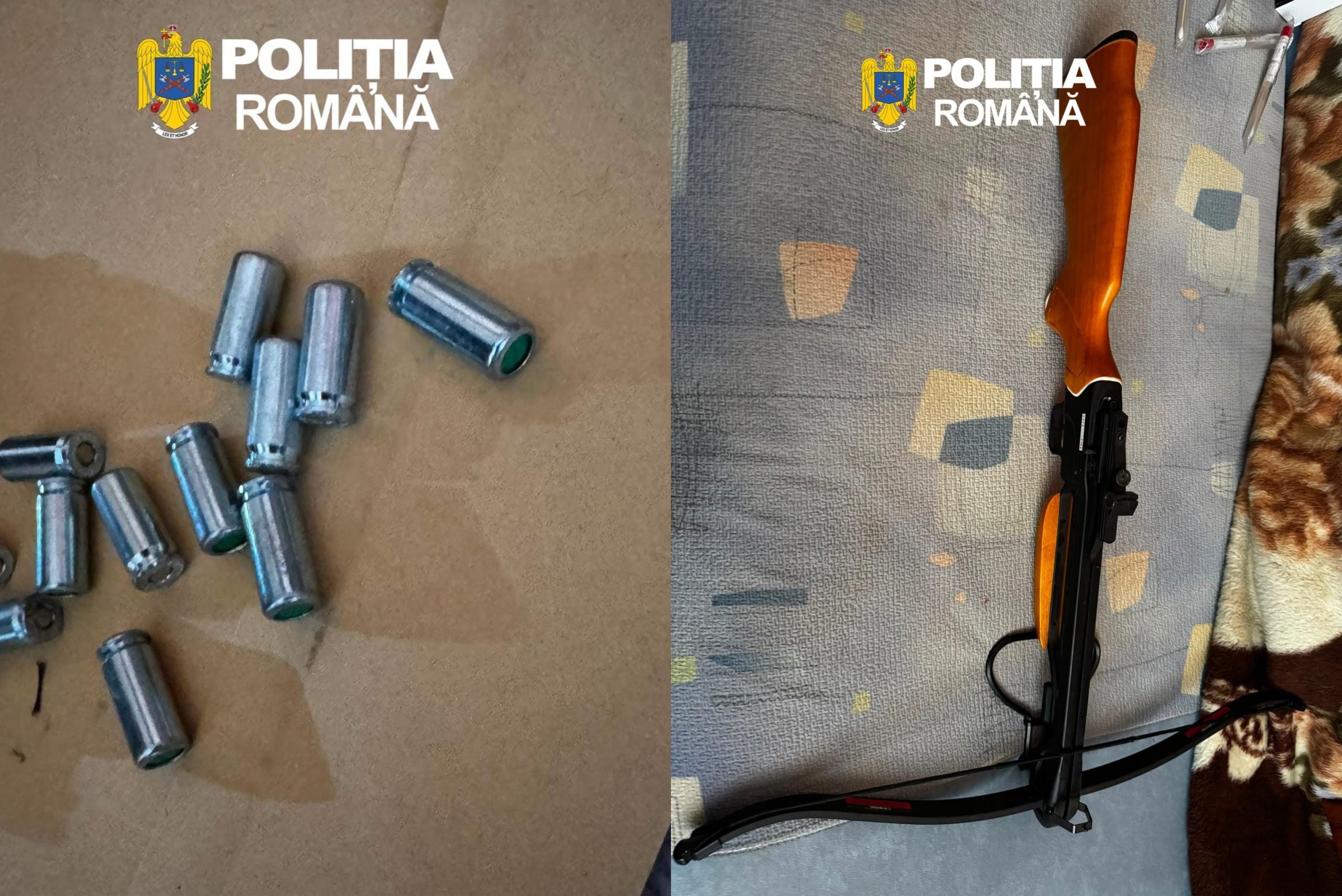 Trei percheziții în Orăștie. Polițiștii au ridicat o armă, muniție, o arbaletă și articole pirotehnice