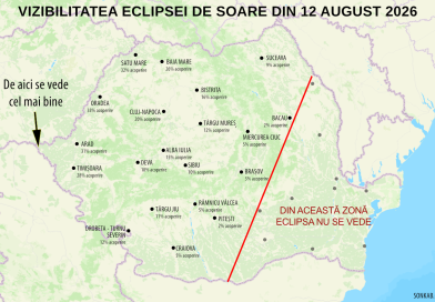 Eclipsă de Soare vizibilă în județul Hunedoara. La Deva, fenomenul începe chiar înainte de apus