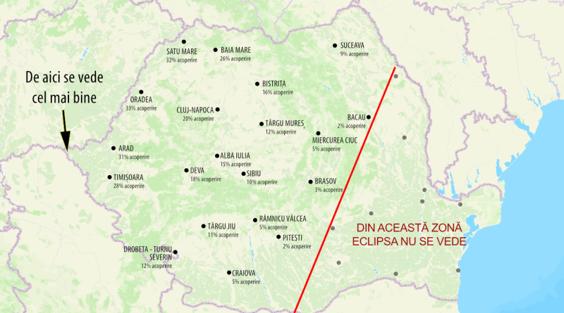 Eclipsă de Soare vizibilă în județul Hunedoara. La Deva, fenomenul începe chiar înainte de apus