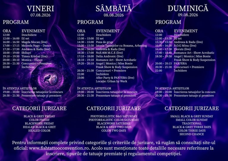 Fish Tattoo Convention 2026 și-a anunțat programul complet: trei zile de artă, muzică și show-uri spectaculoase la Hunedoara