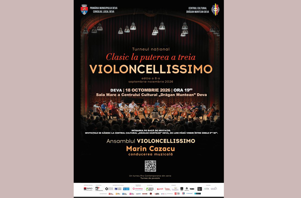 Violoncellissimo la Deva, un concert extraordinar susținut în cadrul Turneului Național „Clasic la puterea a treia”