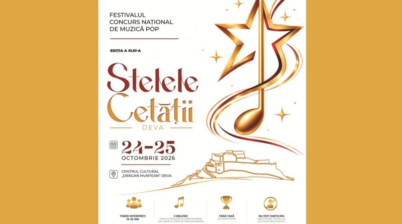 Primăria Municipiului Deva și Centrul Cultural „Drăgan Muntean” dau startul înscrierilor la „Stelele Cetății” 2026 Primăria Municipiului Deva și Centrul Cultural „Drăgan Muntean” dau startul înscrierilor la „Stelele Cetății” 2026
