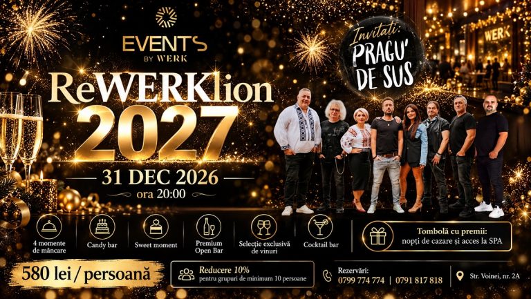 ReWERKlion 2027 la Events by WERK: muzică live cu Pragu’ de Sus, open bar premium și tombolă cu nopți de cazare și acces la SPA